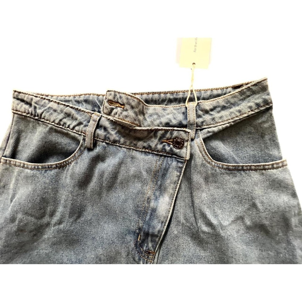 Commense Denim‎ Maxi Skirt Frayed Hem High Waist Slit Front Light Wash XS - Picture 5 of 10